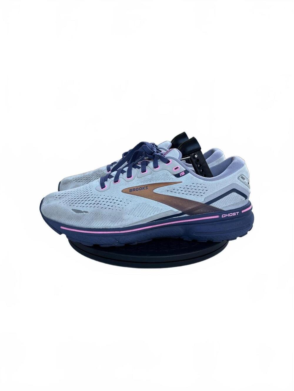 Womens Brooks Ghost 15 Cushioned Running Shoes Size 11.5 Blue Gold